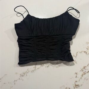 Princess Polly Elegant Black Ruched Women's crop Top